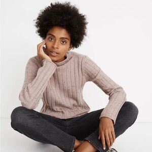 MADEWELL Donegal Evercrest Turtleneck Sweater in Pink Tweed Wool SMALL